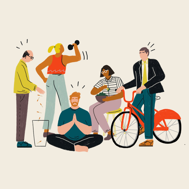people working on their health