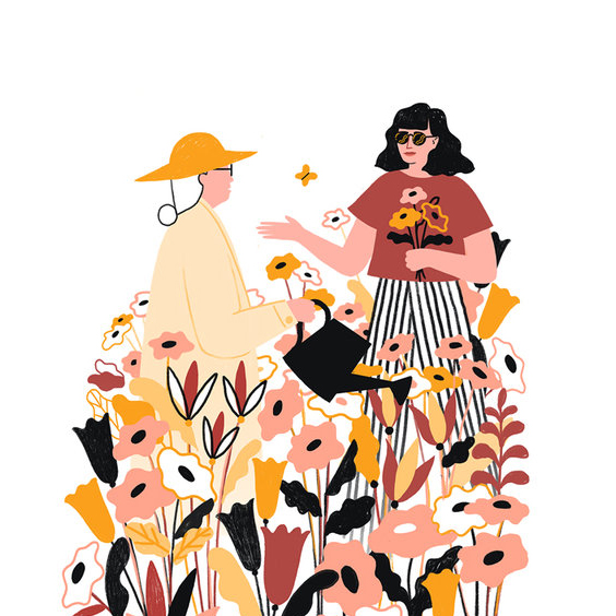 giving flowers